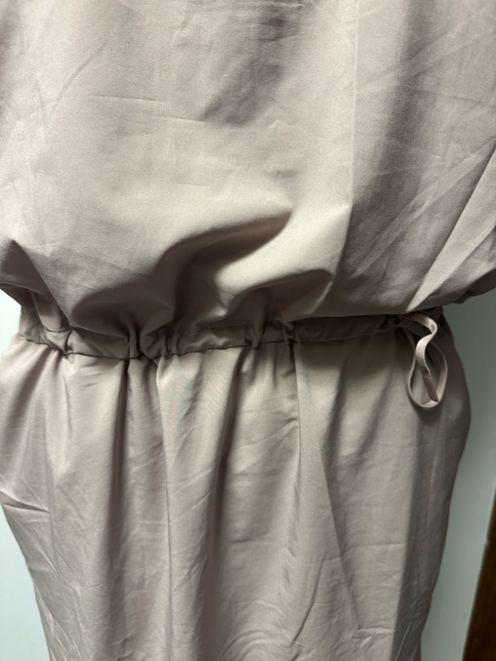 Women’s Blush Beige V-Neck Drawstring Waist Dress - Picture 6 of 12